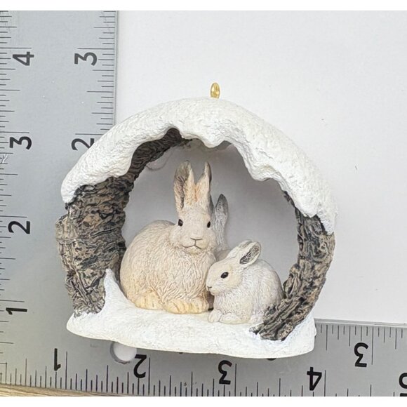 Hallmark Keepsake Snowshoe Rabbits in Winter Christmas Ornament Mark Newman 1997 - Picture 3 of 8